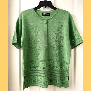 Lightweight Embroidered Short Sleeve Sweater